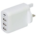 Mercury POWER Wall Charger 35W 3xUSBA 1xUSBC White 421.724UK