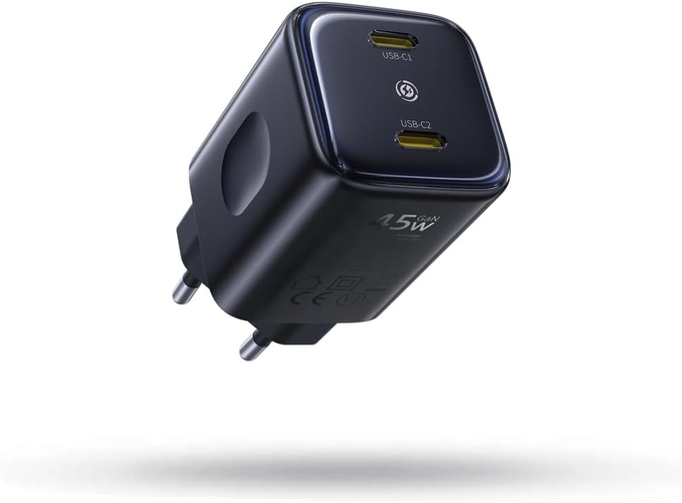 41M3HkYv_aL._AC_SL1500_ Baseus Charger Wall 45W 2x TYPE C PicoGo AN13 EU Cosmic Black - Image 1