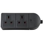 Mercury POWER Extension Trailing Socket Heavy Duty 2-Gang 13A Black 429.620UK