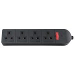 Mercury POWER Extension Trailing Socket Heavy Duty 4-Gang 13A Black 429.622UK