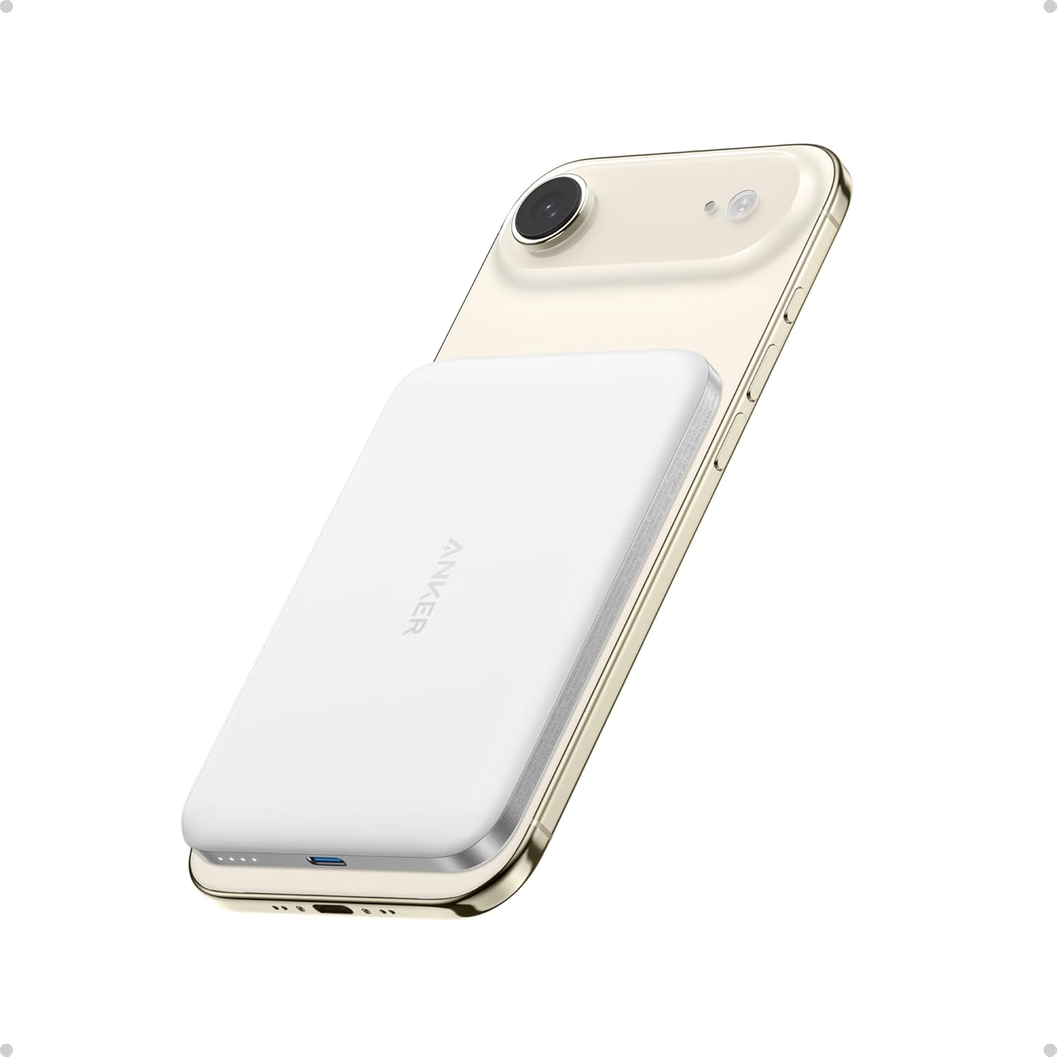 51mYmmyB73L._AC_SL1500_ Anker Mobile Powerbank Wireless 5000 MagGo 15W Qi2 White - Image 1