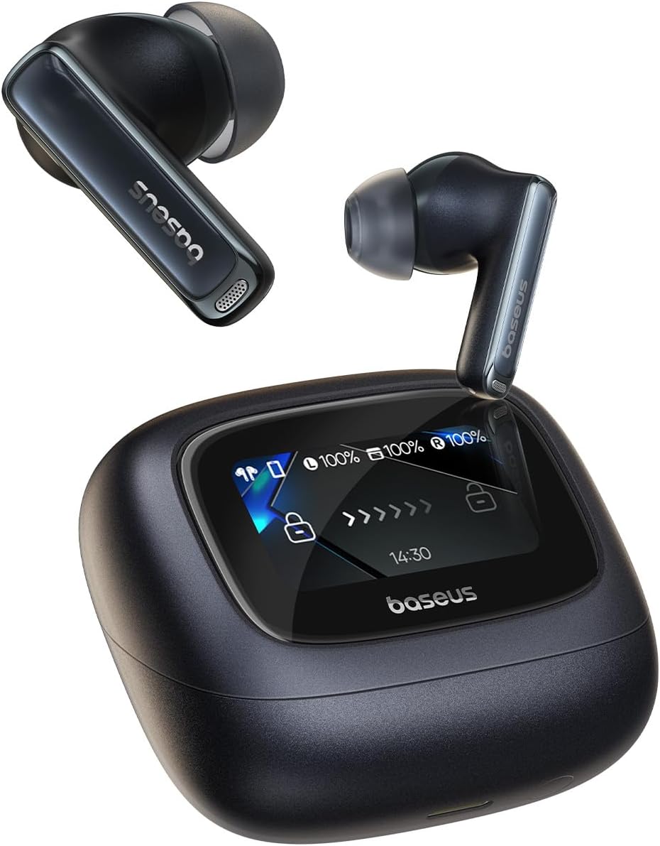 619vqROrCQL._AC_SL1500_ Baseus Headphones In Ear TWS Bowie M2s Ultra DISPLAY ANC LDAC Black - Image 1