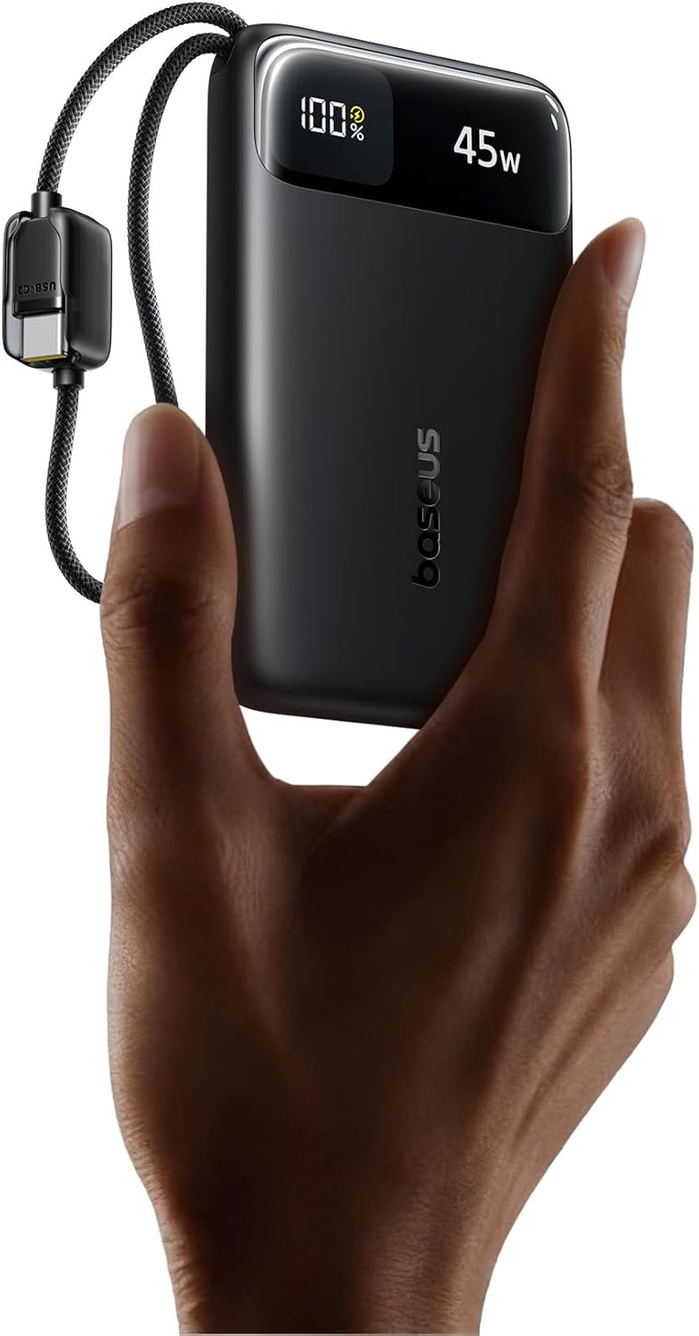 61mav73SusL._AC_SL1500_ Baseus Powerbank 45W 10000mAh + Display EnerFill FC11 Black - Image 1