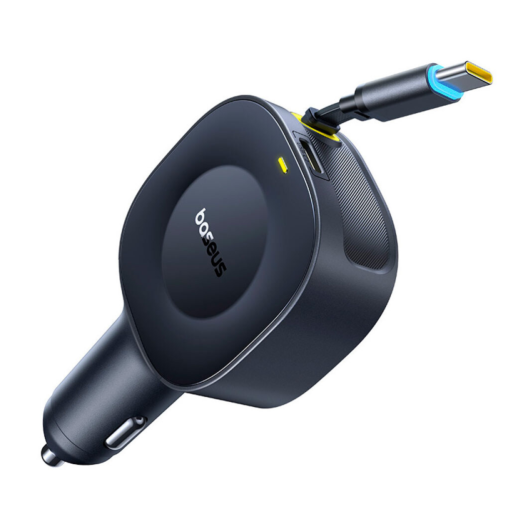 665858a Baseus Car Charger 30W VR2 with Retractable Cable Black - Image 1
