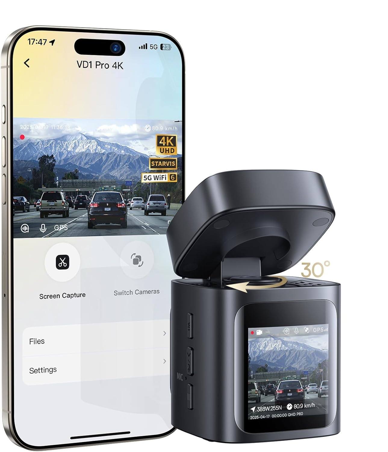 711qiWUbP8L._AC_SL1500_ Baseus Car Dashcam Front 4K PrimeTrip VD1 Pro Black - Image 1