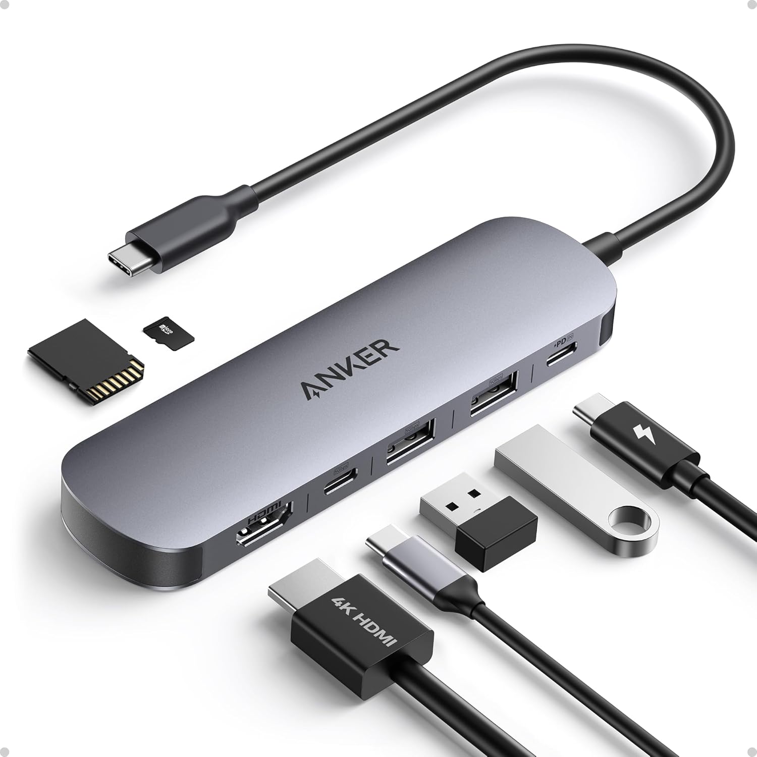 71Z9T0VgGyL._AC_SL1500_ Anker Work Hub USB-C 7-in-1 1xUSBC 2xUSBA 1xPD100W 4KHDMI-SD A83D2 - Image 1
