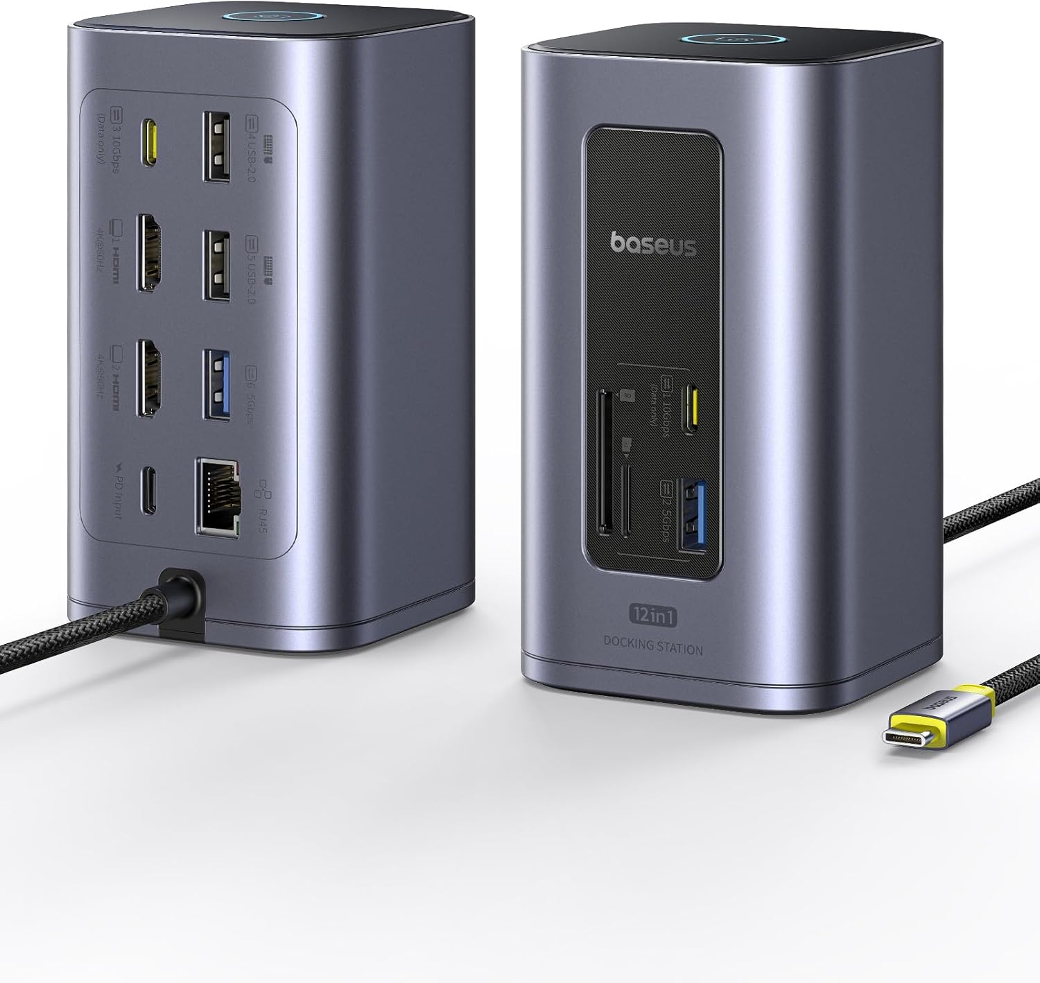 71dNQHw9p-L._AC_SL1500_ Baseus 12-in-1 USB Hub 2xUSB-C & 4xUSB-A 2 x 4K HDMI Gb Lan SD PD100W - Image 1
