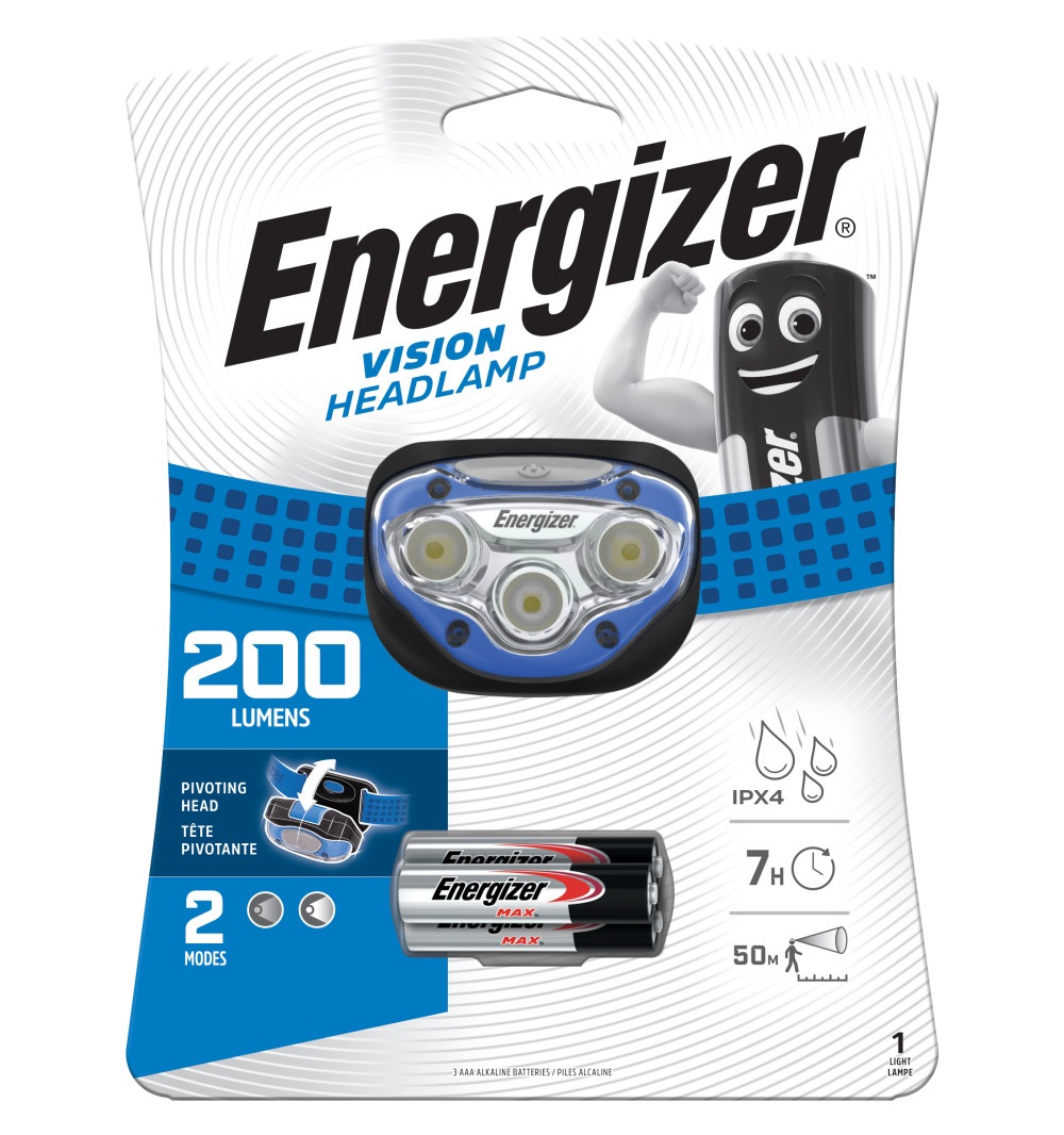 7638900270228_01 Energizer Light Headlight 200 Lumens & 7 Hrs (3xAAA) Vision - Image 1