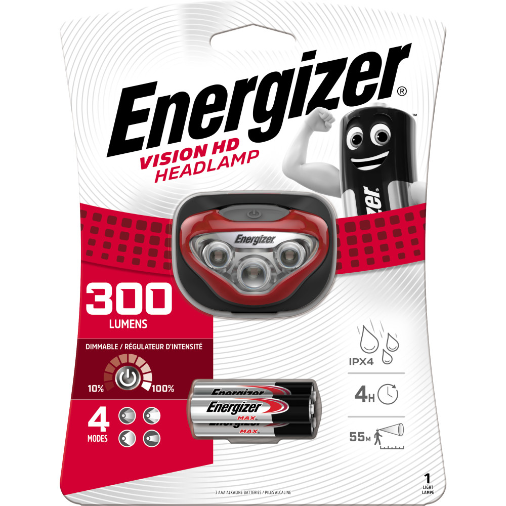 7638900316377_01 Energizer Light Headlight 300 Lumens & 4 Hrs (3xAAA) Vision HD - Image 1