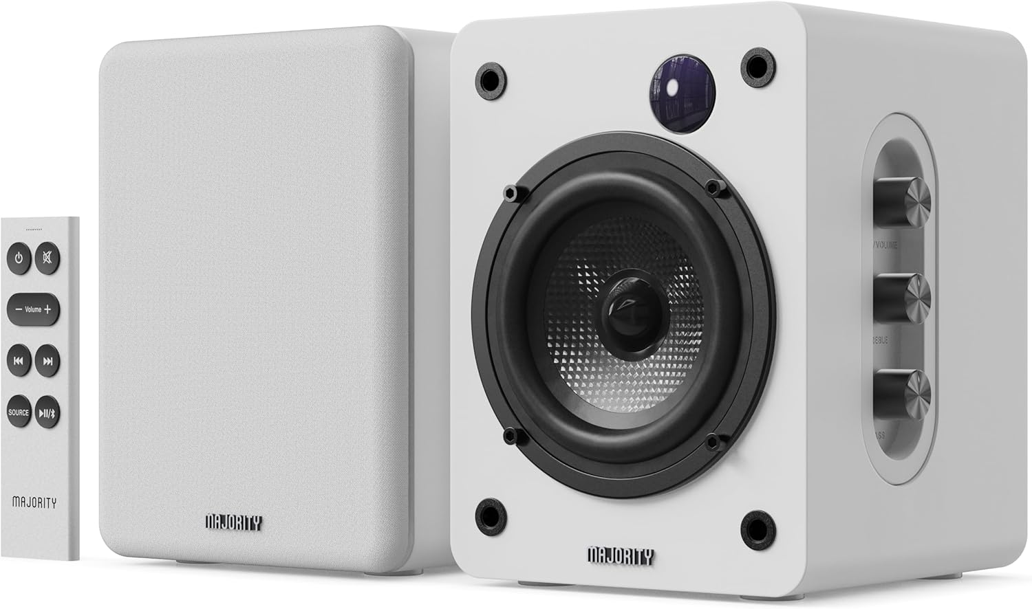 81W_VtWRKbL._AC_SL1500_ Majority Speakers Active D50X 60W 2.0 BT/USB/Optical/HDMI ARC White (pair) - Image 1