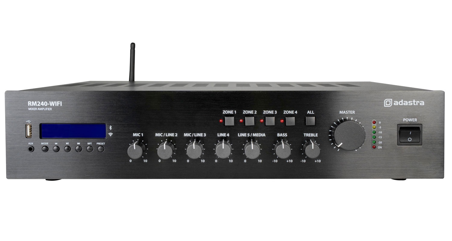 953235UK_CO1 Adastra RM240-WIFI 240W Amplifier 100V with 4 Zones FM/USB/BT/WiFi 953.235UK - Image 1