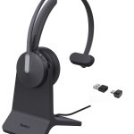Yealink Headset Wireless Bluetooth 3-Mic NC with B/T Dongle & Charging Stand BH70 Mono Teams