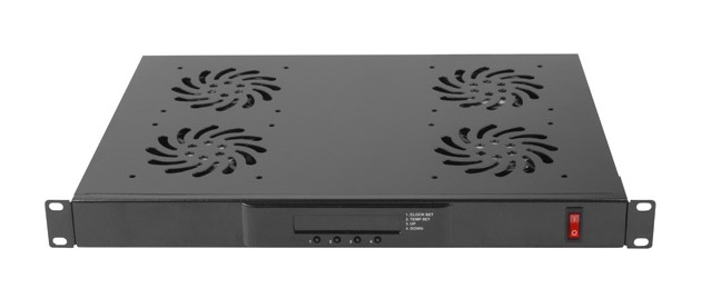 AK-1503-B Lanberg 1U 230V Ventilation Panel LCD Display, 4 Fans & Thermostat - Image 1