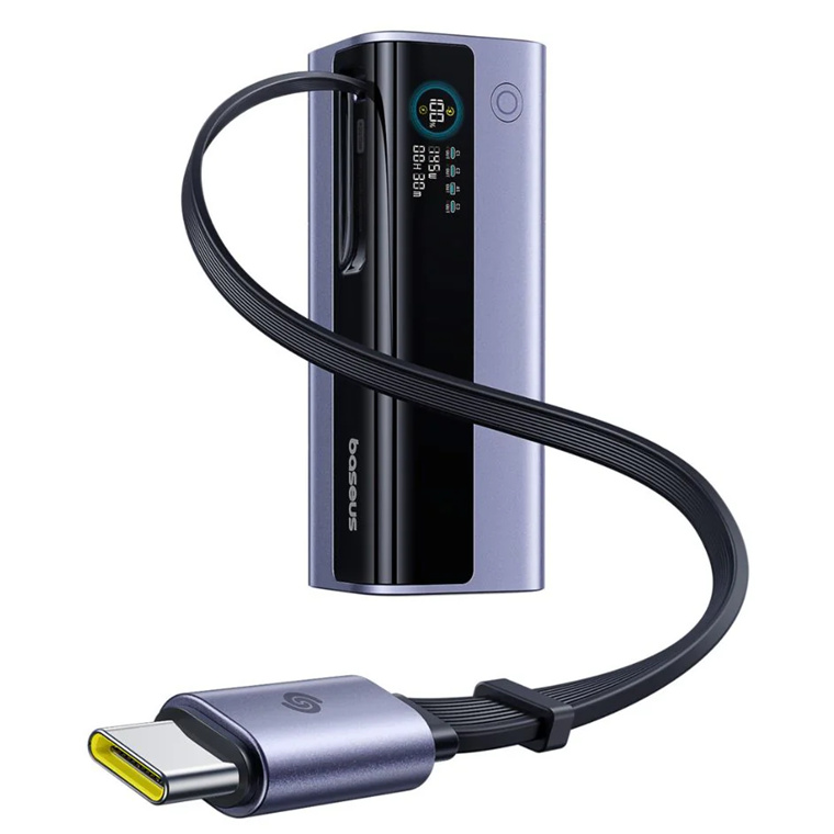 BAPBAS0084 Baseus Powerbank 100W 10000mAh EnerGeek GR11 with Retractable Cable Grey - Image 1