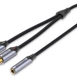 Vention 3.5mm Female to 2-RCA Female Cable Braided Aluminium 0.3m BCOHY