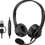 Genius PC Headset USB-A+C InLine Control & Ultra Soft Foam Cushions HS-235U AI (A+C)
