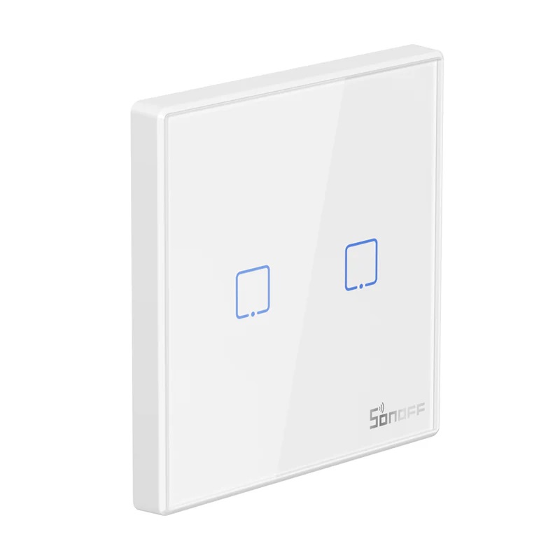 SONOFF-T2EU-RF-Wall-Panel-Sticky-433MHz-Wireless-RF-Remote-2Gang Sonoff T2EU2C-RF Smart Wall Touch Switch 2-Button White - Image 1