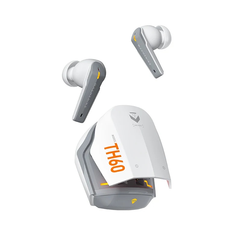 Se99a4b38773b48ecbdc8af54be3fd35dW Machenike TWS Earphones TH60 , Ultra-Low Latency, Active Noise Cancelling Mic, 36-Hour Battery Life, IPX5 , VR, Switch, Pc, Phone, White - Image 1