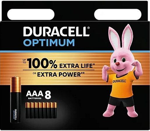 duracell-optimum-aaa-batteries-pack-of-8_5000394137714_01c_bq Duracell Alkaline AAA (8pcs) Optimum - Image 1
