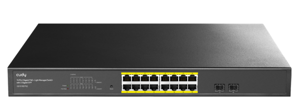 Cudy Switch PoE Gigabit Cloud Easy-Managed 16PoE with 2 SFP 200W GS1016EPS2