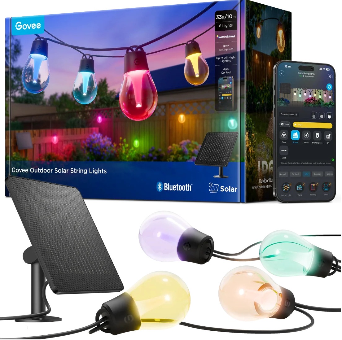 lQLPJwmlIE_1yK3NBdzNBdywyBi9WuAnn50Jv-RNs4kqAQ_1500_1500 Govee Outdoor Smart RGBICW With Solar Charge 10m (Solar String Lights) - Image 1