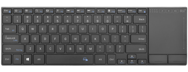 Rii Mini Keyboard Wireless 2.4GHz & Bluetooth with Large Touchpad & Media Keys Stainless Steel RT721