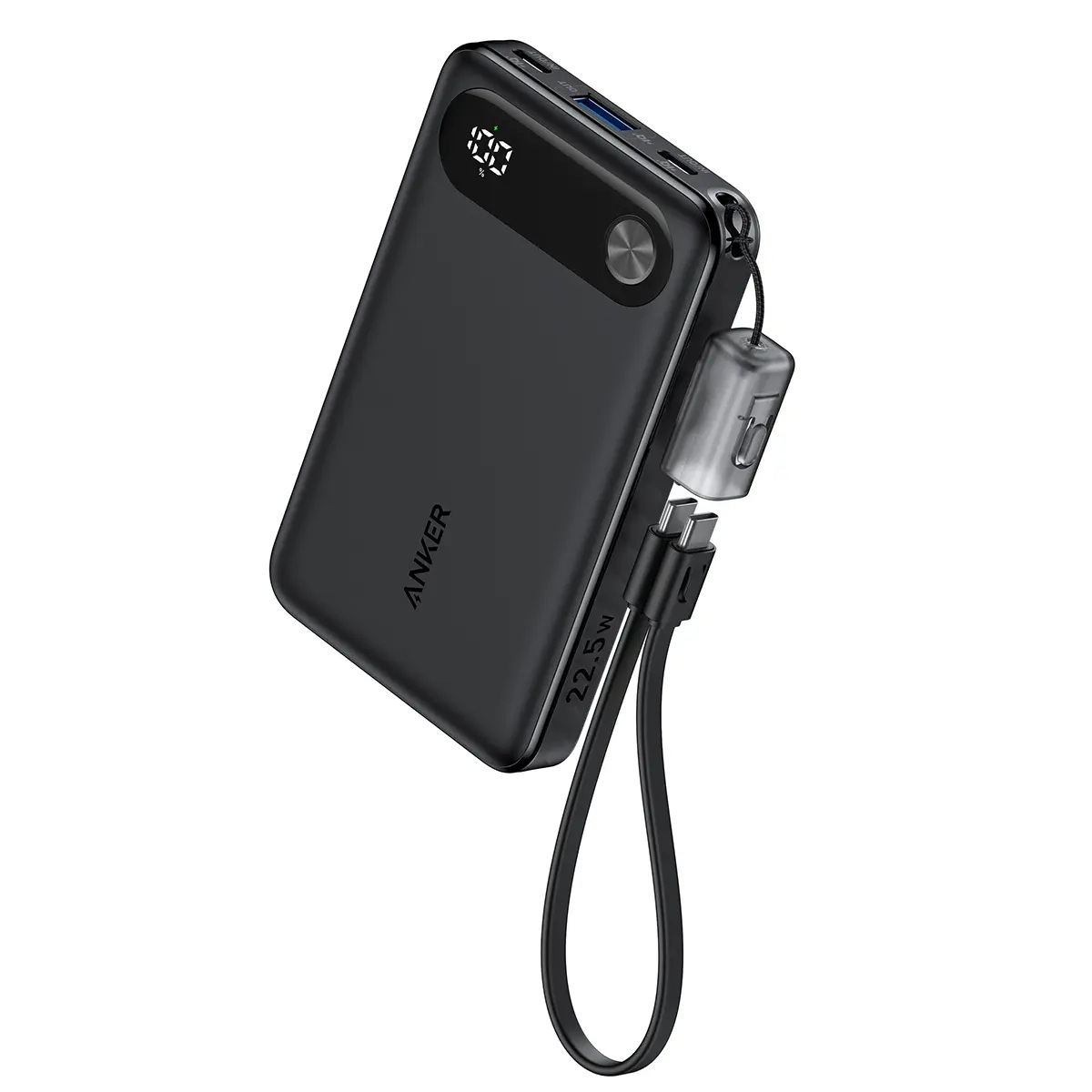 plainblack_3f615292-9fa2-417a-8156-0e824a750011 Anker Mobile Powerbank 10000 22.5W Lanyard USB-C Cable Black - Image 1
