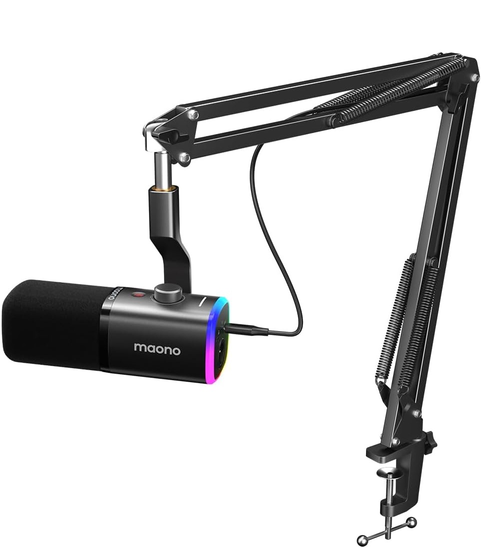 00_1785919539 Maono Microphone Boom Arm Dynamic USB & XLR PD100XS Black - Image 1
