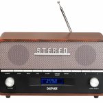 Denver DAB-36 Real Wood Retro FM Radio with Bluetooth & Alarm Clock (Works with Mains Power or 4xC Batteries)