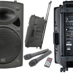 QTX QR15PA (2025) 15'' Professional Portable Karaoke & PA Speaker with 2x Wireless UHF Microphones, BT USB & FM 178.816UK