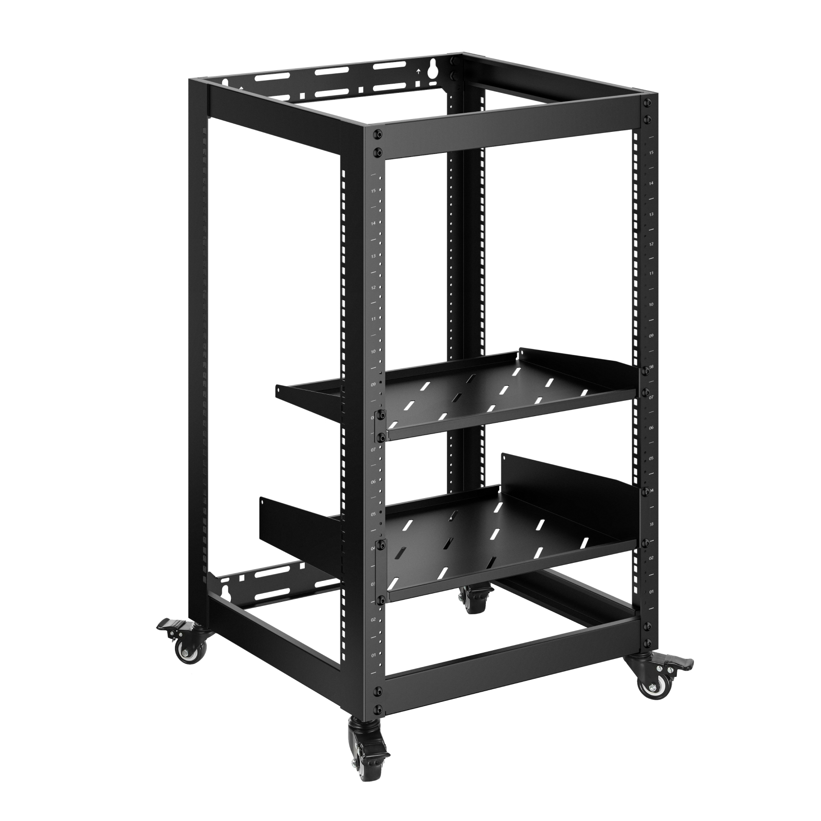 1_1782907941 Lumivida Rack Open Frame 15U 19” with 2 x Shelves CAB-017-015U - Image 1