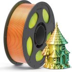 Anycubic PLA SILK-TRI-COLOR Red Yellow Green 1Kg. Ideal usage: Highly detailed display pieces, articulated toys/dragons, vases, abstract sculptures, and eye-catching decorative items where you want a dynamic visual effect.