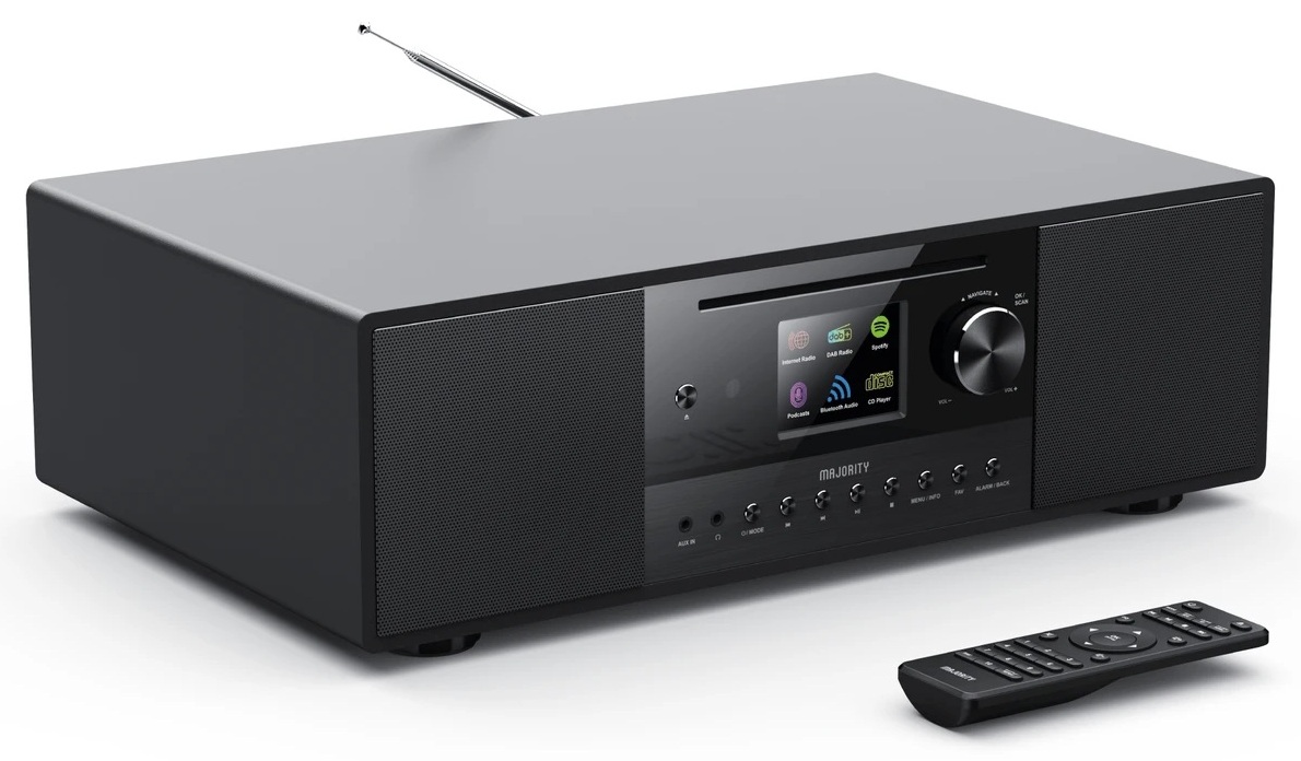 quadriga8_1788048767 Majority QUADRIGA 2.1 Mini HiFi 120W with 6'' Subwoofer, CD Player, Internet Radio, Bluetooth, USB & Optical Input - Image 1