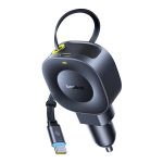 Baseus Car Charger 45W VR2 with Retractable Cable Black
