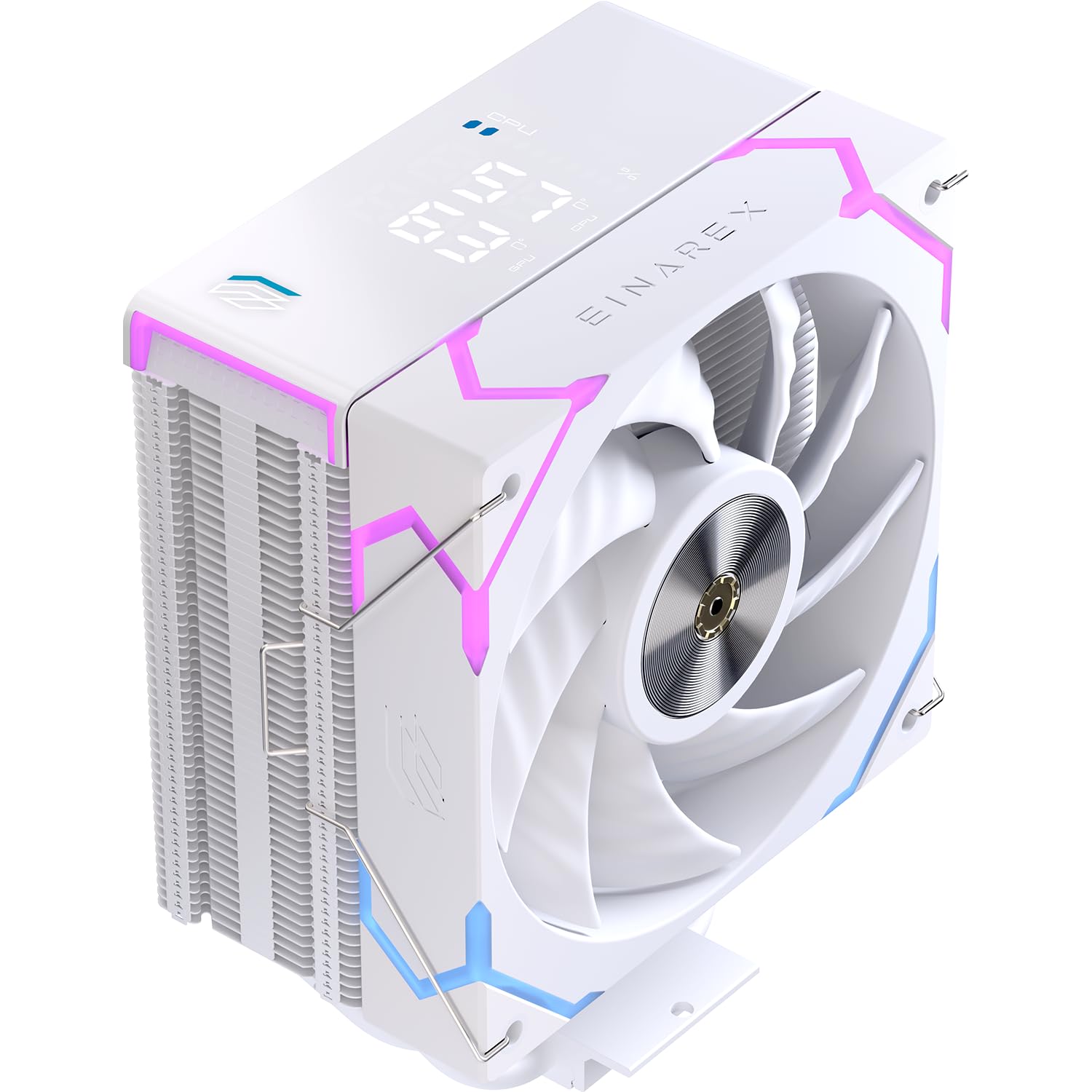 61pFZj4Dw7L._SL1500_ Einarex Gaming Cooling CPU, 4 Copper Heat Pipes, Integrated Display GLIDE G100 White - Image 1