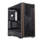Einarex PC Case ATX P800 Core Black , Wood Front Panel, Tempered Glass Side Panel , 1 Rear Fan Pre-Installed