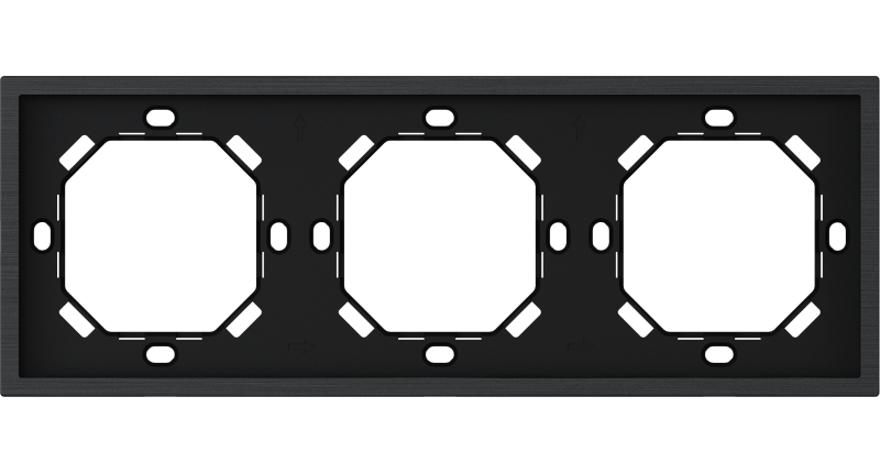 xelent-series-3-gang-panel-frame-brushed-aluminium-black HDL Panel XELENT SERIES Black Panel Frame 3 Gang - Image 1