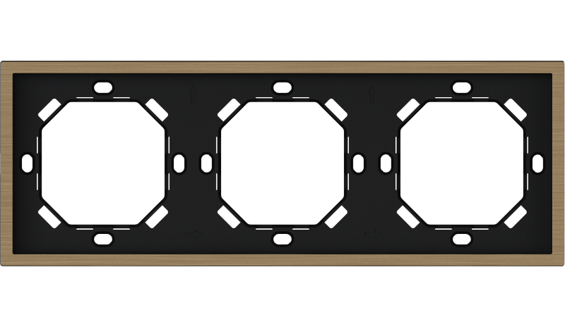 xelent-series-3-gang-panel-frame-brushed-aluminium-brass HDL Panel XELENT SERIES Brass Panel Frame 3 Gang - Image 1