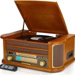 Denver AUDIO HiFi System with Turntable, CD, Cassette, FM & USB MCR-50MK3 Brown Wood