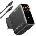 Vention MA Charger Wall GaN 140W 3xC 1xA+240W Cable+Display Black TZ-FCOH0-UK