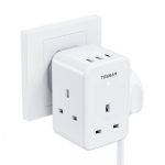 Tessan TS-227-PD 3-Gang 13A AC Plug Through with 2x USBA & 1x USBC 20W